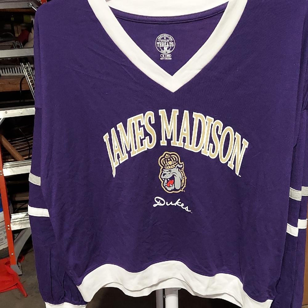 James Madison Dukes Purple V-Neck Tshirt
